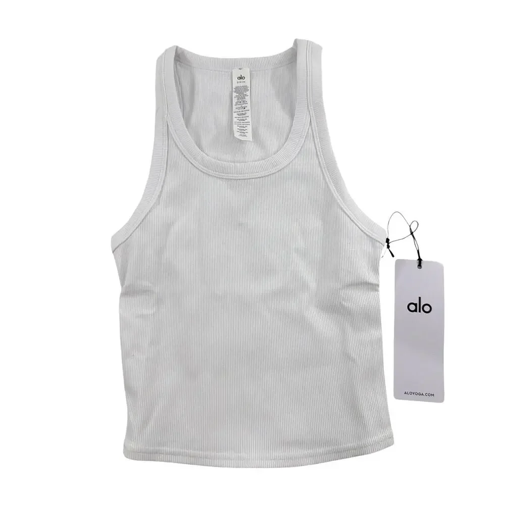 Alo Yoga White Goddess Ribbed Go-To Tank Top Size S